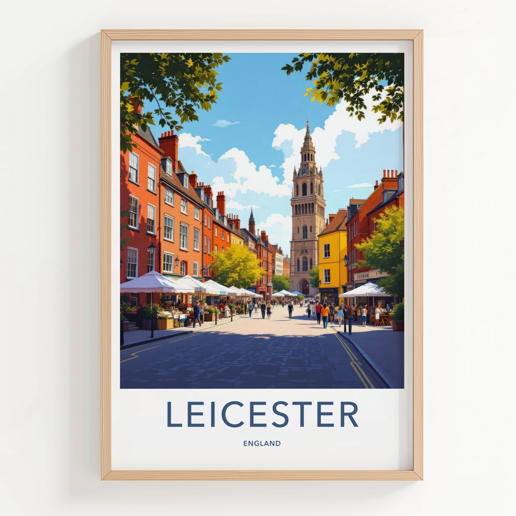 Leicester Poster - England Travel Art - Market Street Tower Home Decor