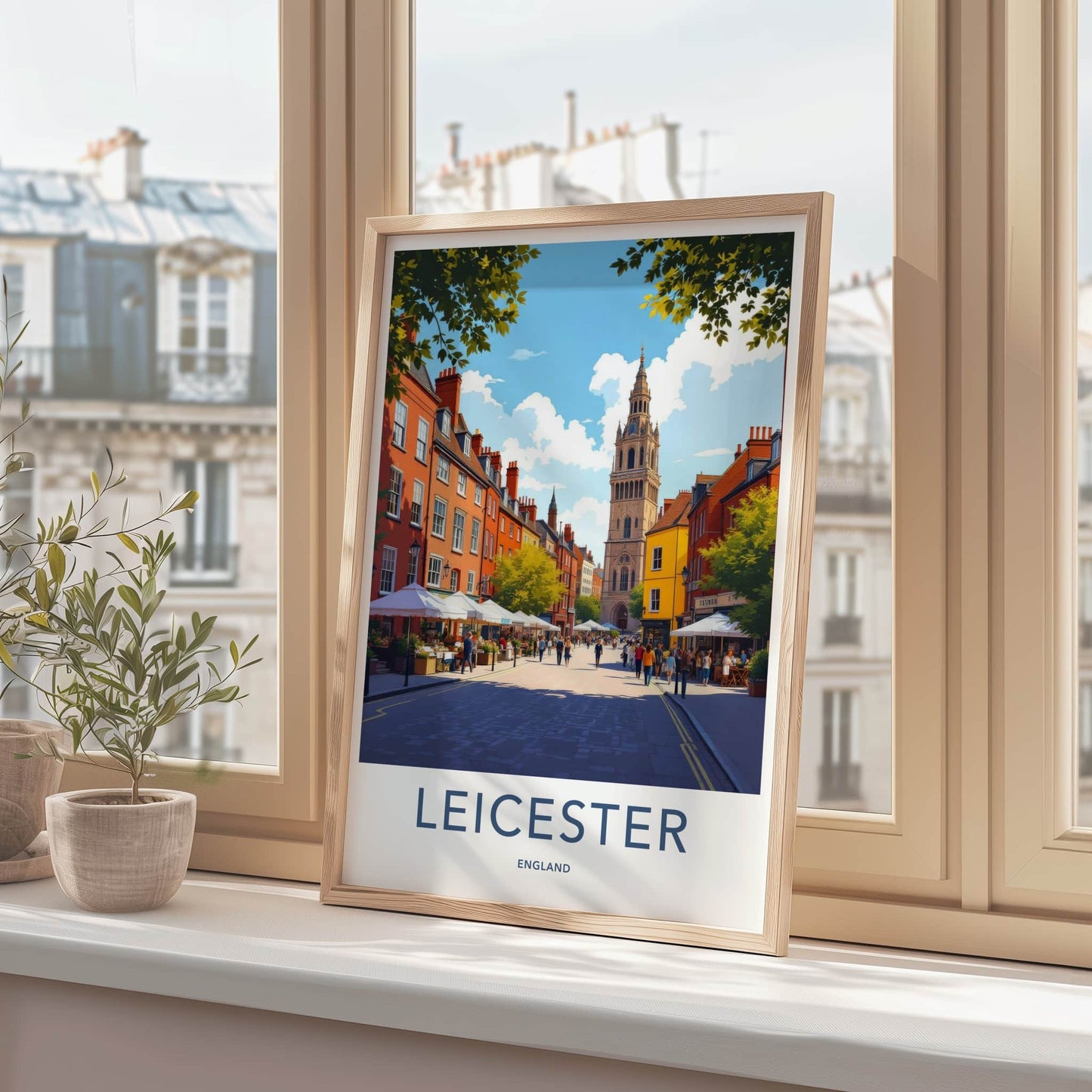 Leicester Poster - England Travel Art - Market Street Tower Home Decor
