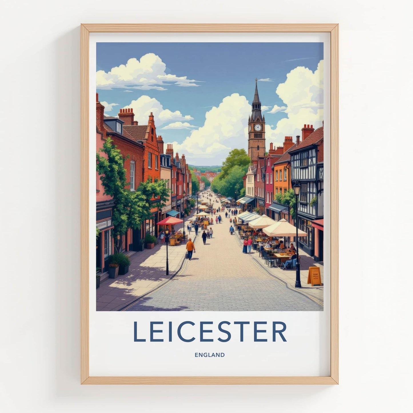 Leicester Poster - England Travel Art - Vibrant City Street Home Decor