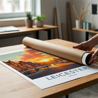 Leicester Poster - England Wall Art - Vibrant City Sunset Home Decor