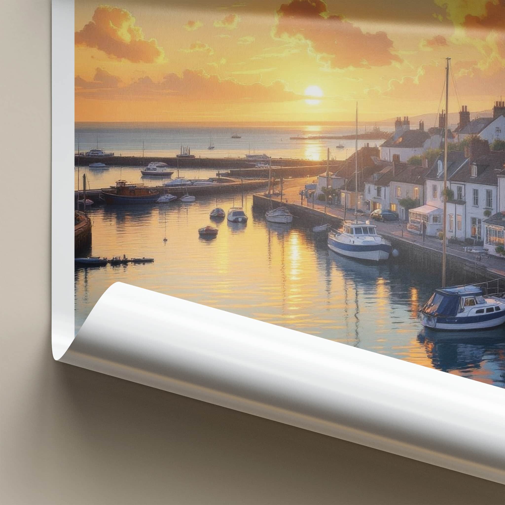 Leigh-On-Sea Poster - England Travel Art - Vibrant Harbor Sunset Home Decor