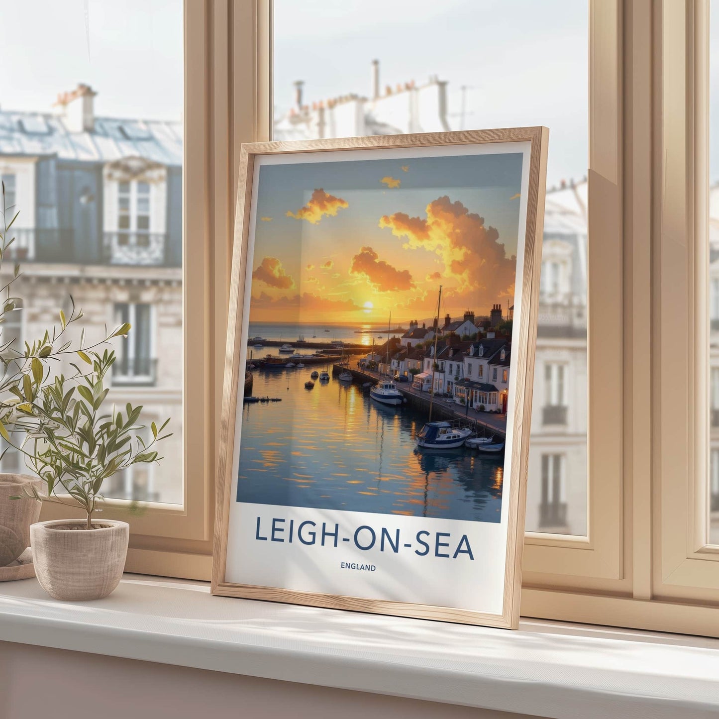 Leigh-On-Sea Poster - England Travel Art - Vibrant Harbor Sunset Home Decor