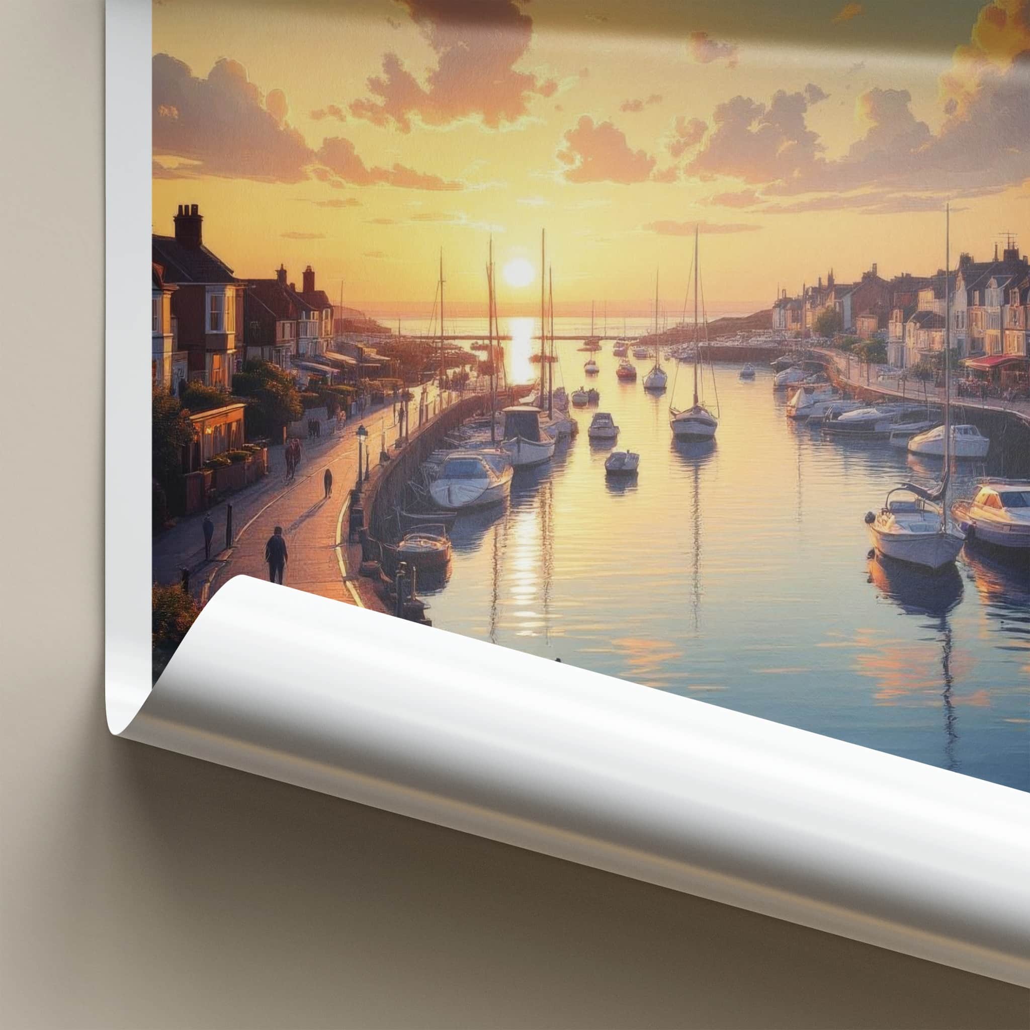 Leigh-On-Sea Poster - England Wall Art - Harbor Sunset Boats Home Decor