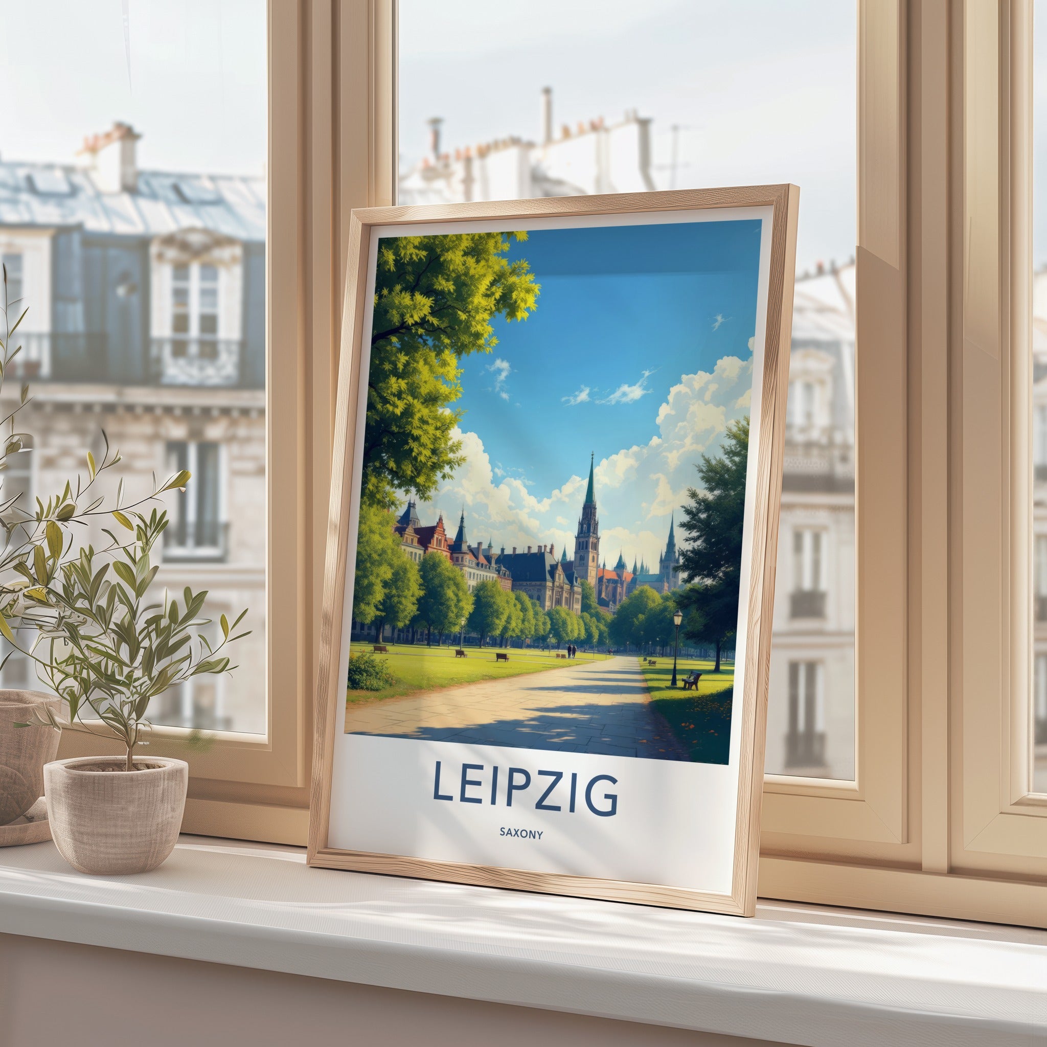 Leipzig Poster - Germany Art Print - Historic Building Spires Wall Decor