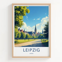 Leipzig Poster - Germany Art Print - Historic Building Spires Wall Decor