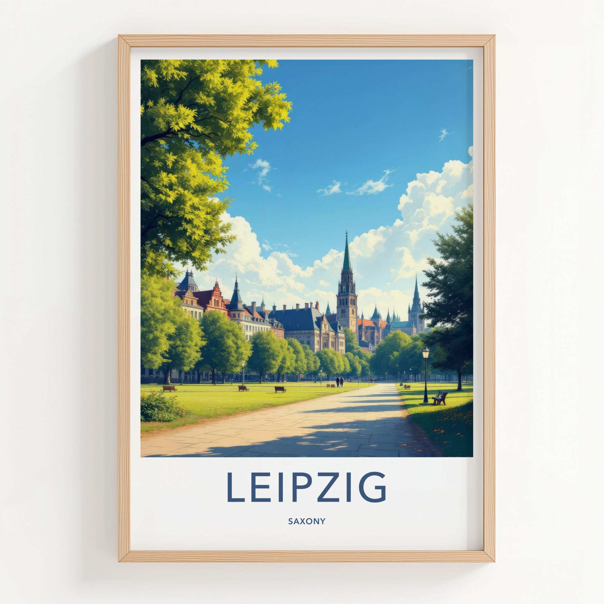 Leipzig Poster - Germany Art Print - Historic Building Spires Wall Decor
