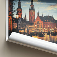 Leipzig Poster - Germany Art Print - Illuminated City Square Home Decor
