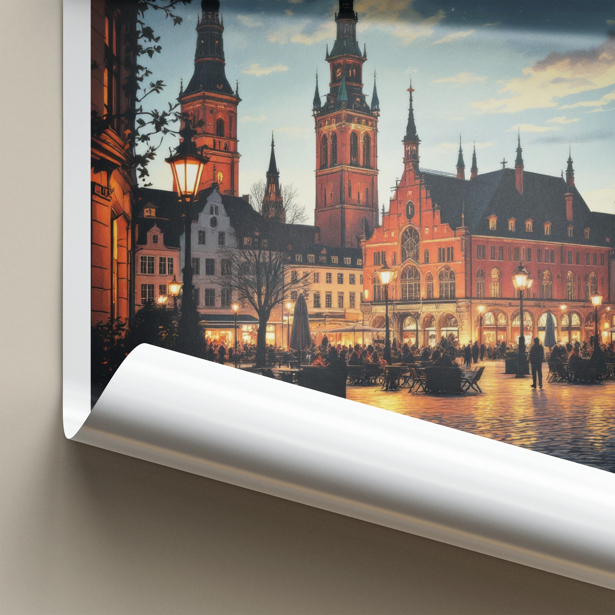 Leipzig Poster - Germany Art Print - Illuminated City Square Home Decor