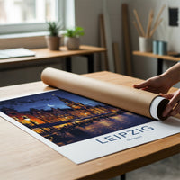 Leipzig Poster - Germany Travel Art - Illuminated City Night Wall Decor
