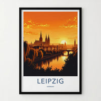 Leipzig Poster - Germany Travel Art - Sunset City Skyline Home Decor