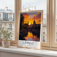 Leipzig Poster - Germany Travel Art - Vibrant Sunset Skyline Home Decor