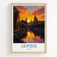 Leipzig Poster - Germany Travel Art - Vibrant Sunset Skyline Home Decor