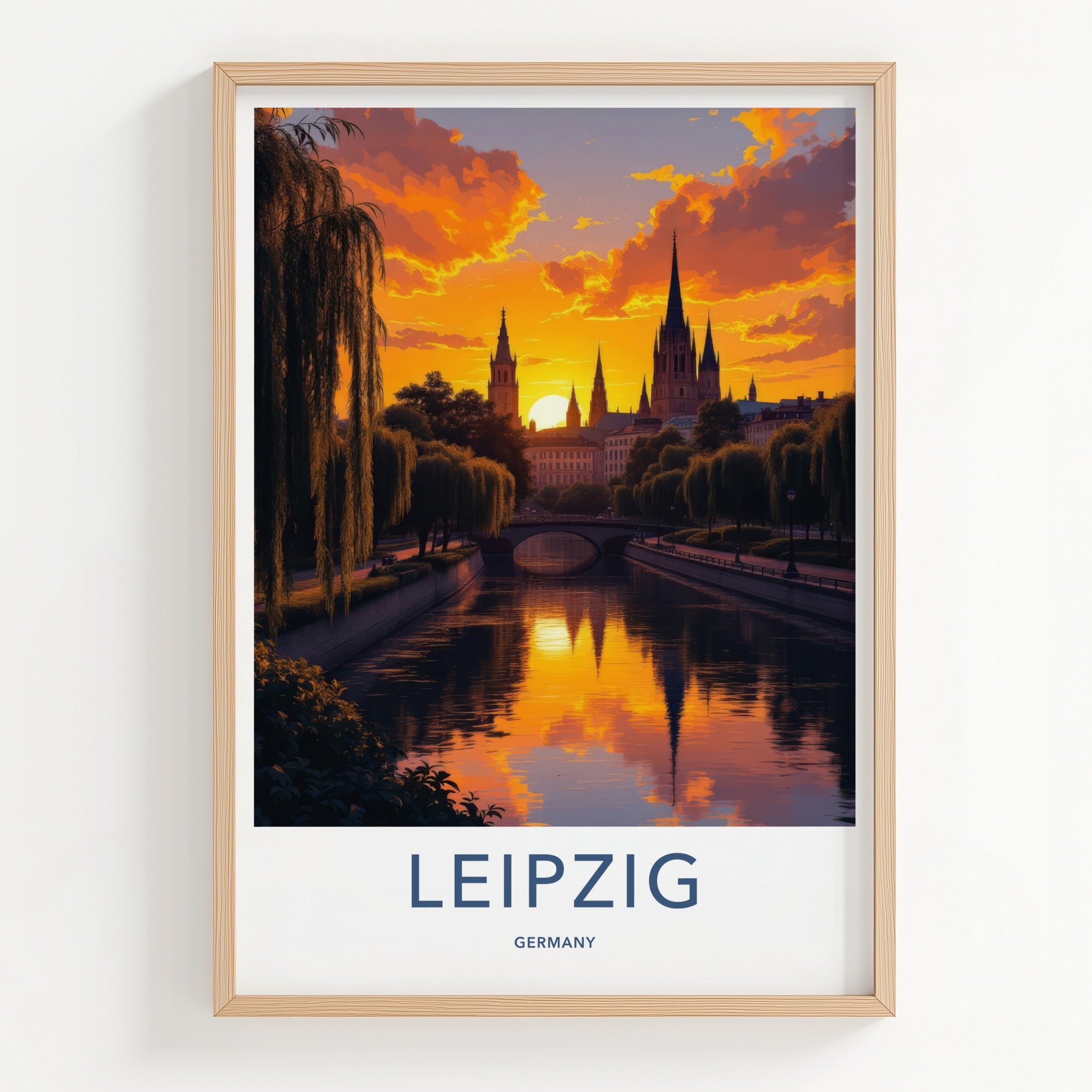 Leipzig Poster - Germany Travel Art - Vibrant Sunset Skyline Home Decor