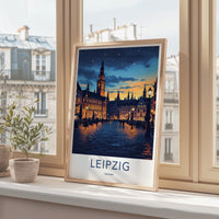 Leipzig Poster - Germany Travel Print - Starlit City Square Home Decor
