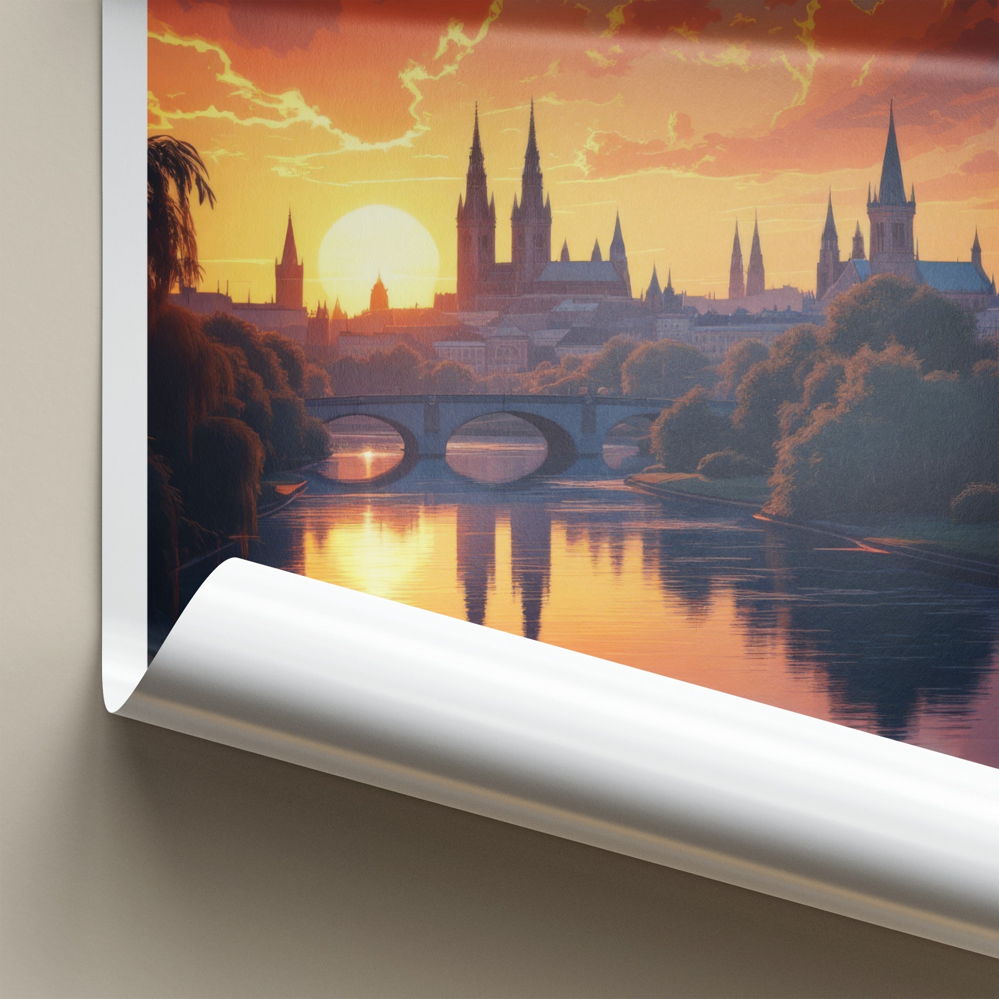 Leipzig Poster - Germany Wall Art - Sunset City Reflections Home Decor