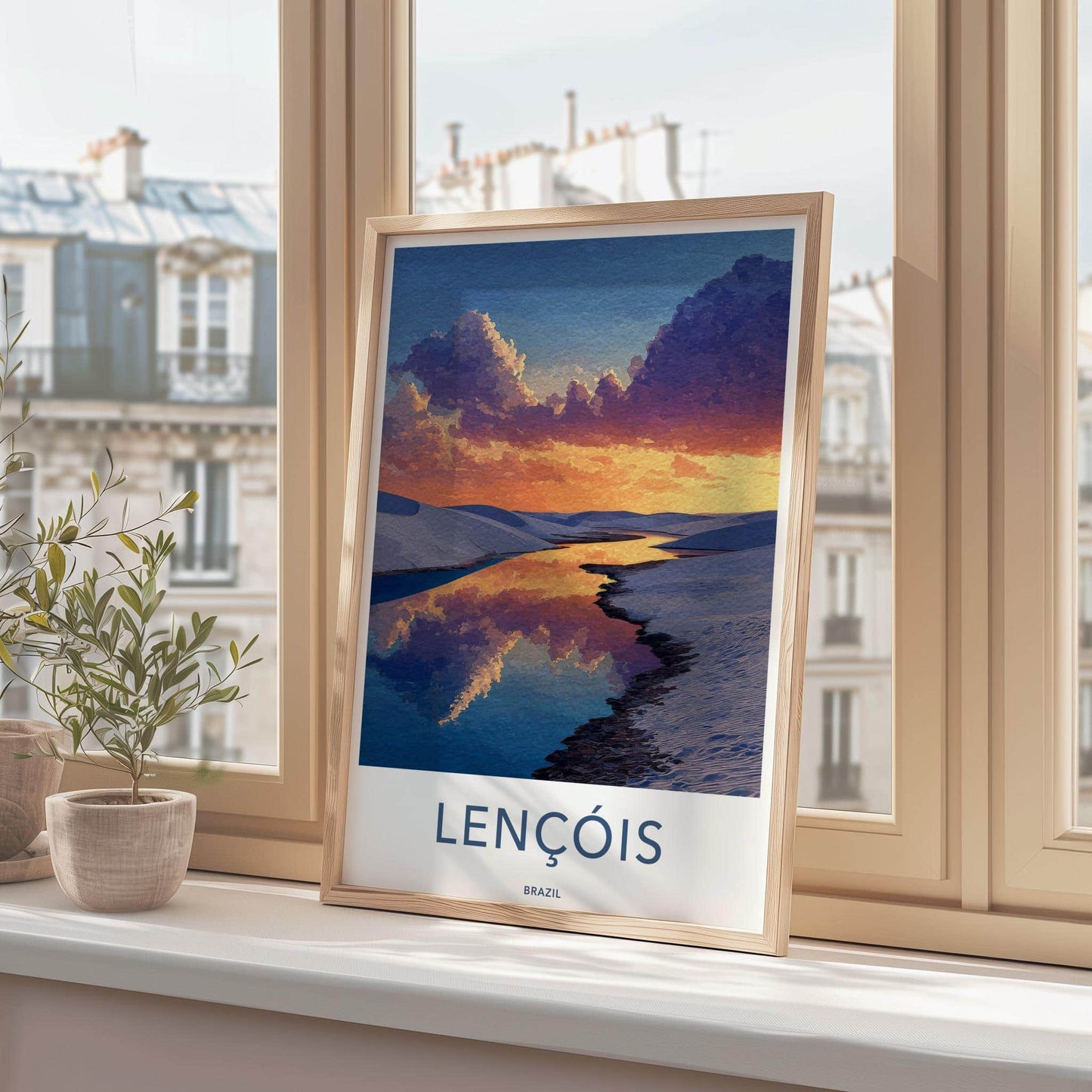 Lencois Poster - Brazil Travel Art - Golden Water Dunes Home Decor