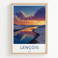 Lencois Poster - Brazil Travel Art - Golden Water Dunes Home Decor
