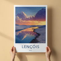 Lencois Poster - Brazil Travel Art - Golden Water Dunes Home Decor