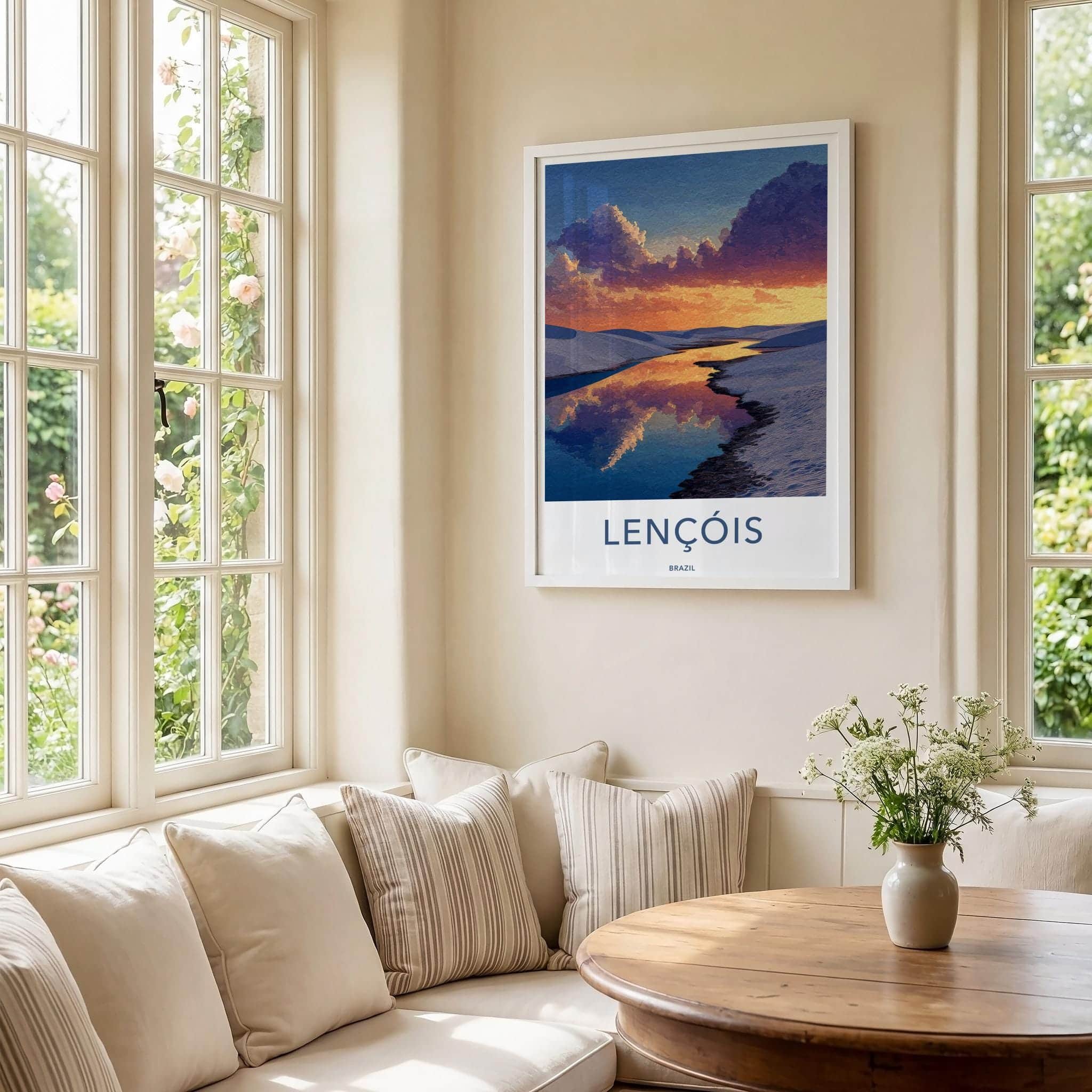 Lencois Poster - Brazil Travel Art - Golden Water Dunes Home Decor