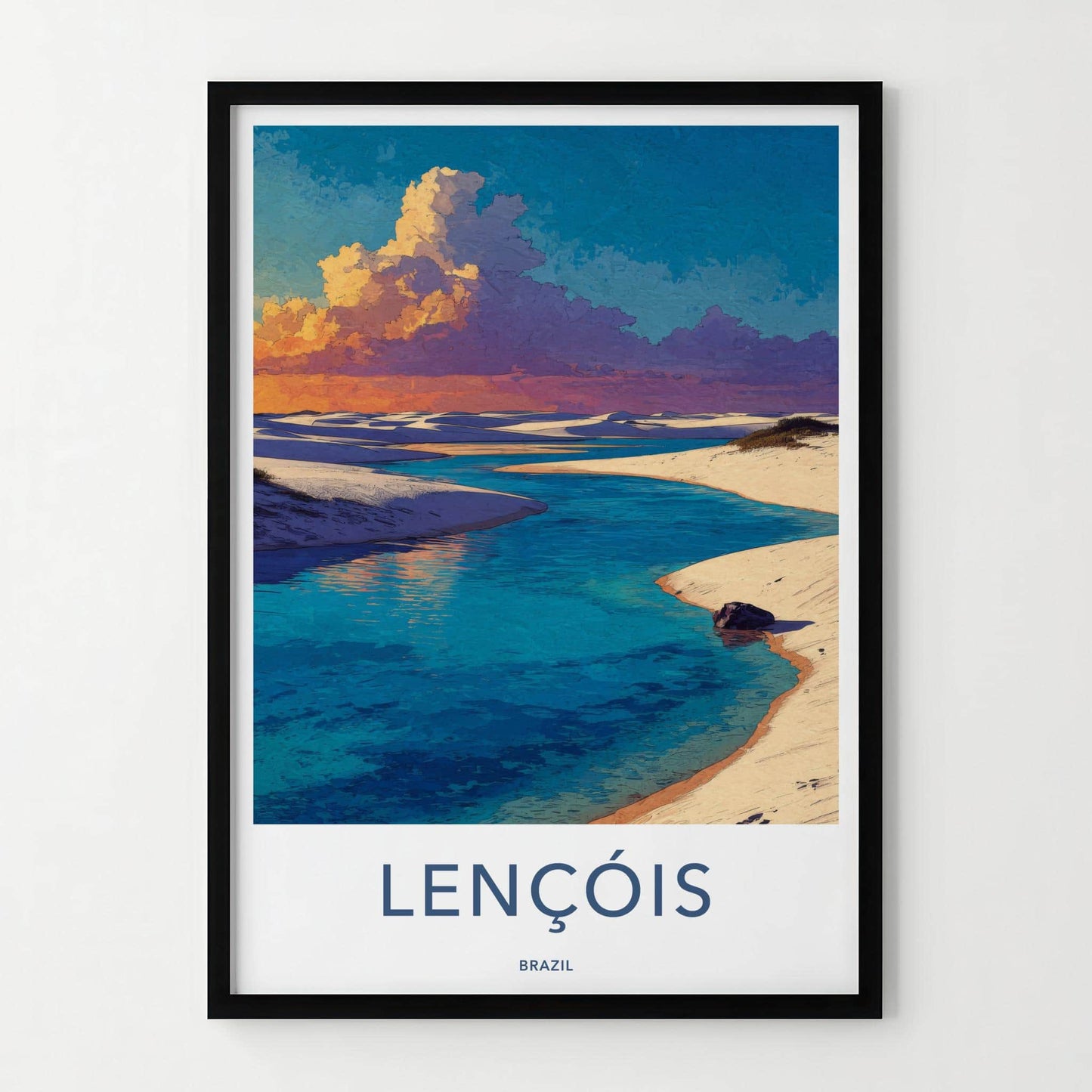Lencois Poster - Brazil Travel Art - Sandy Lagoon Sunset Home Decor