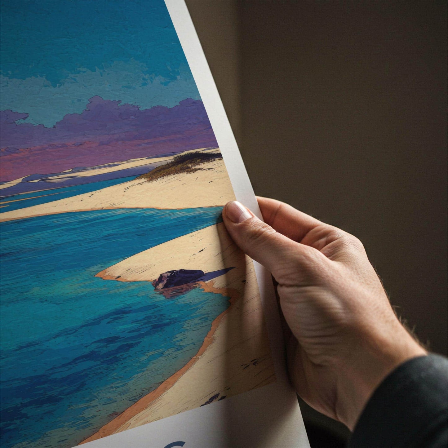 Lencois Poster - Brazil Travel Art - Sandy Lagoon Sunset Home Decor