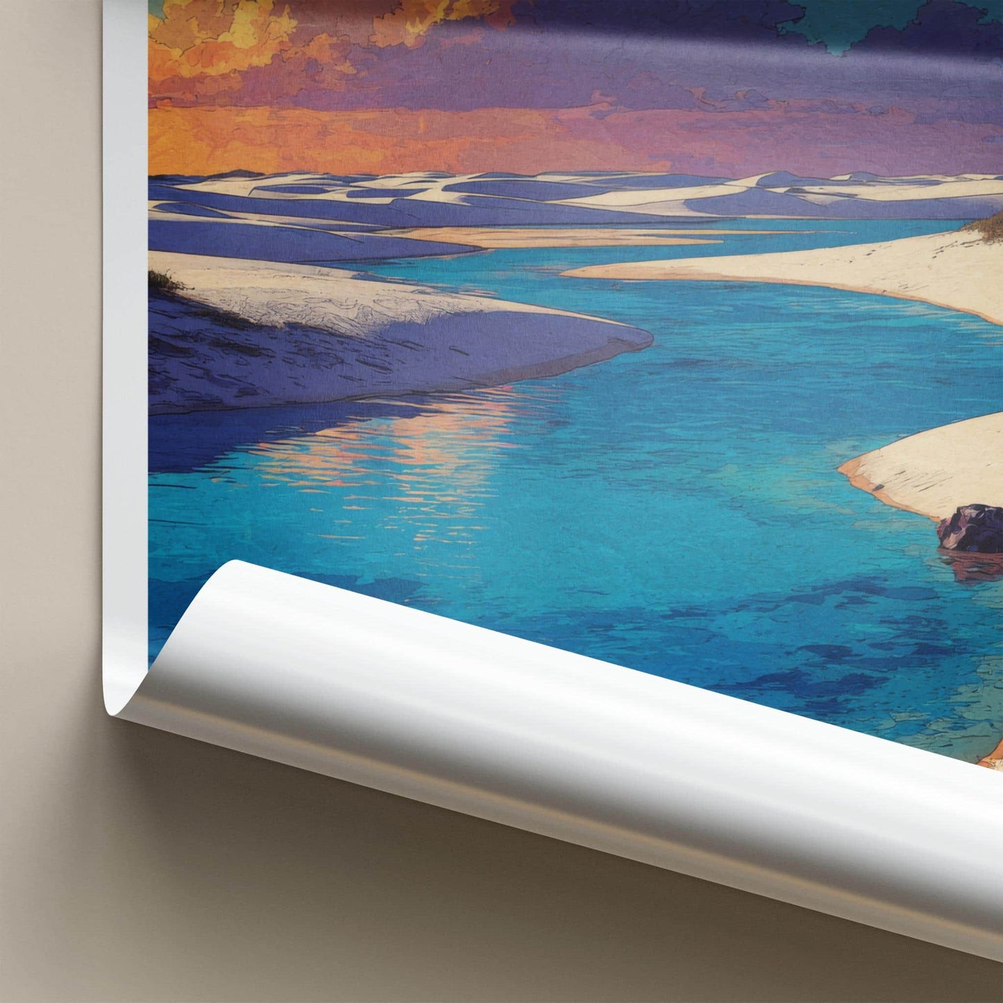 Lencois Poster - Brazil Travel Art - Sandy Lagoon Sunset Home Decor