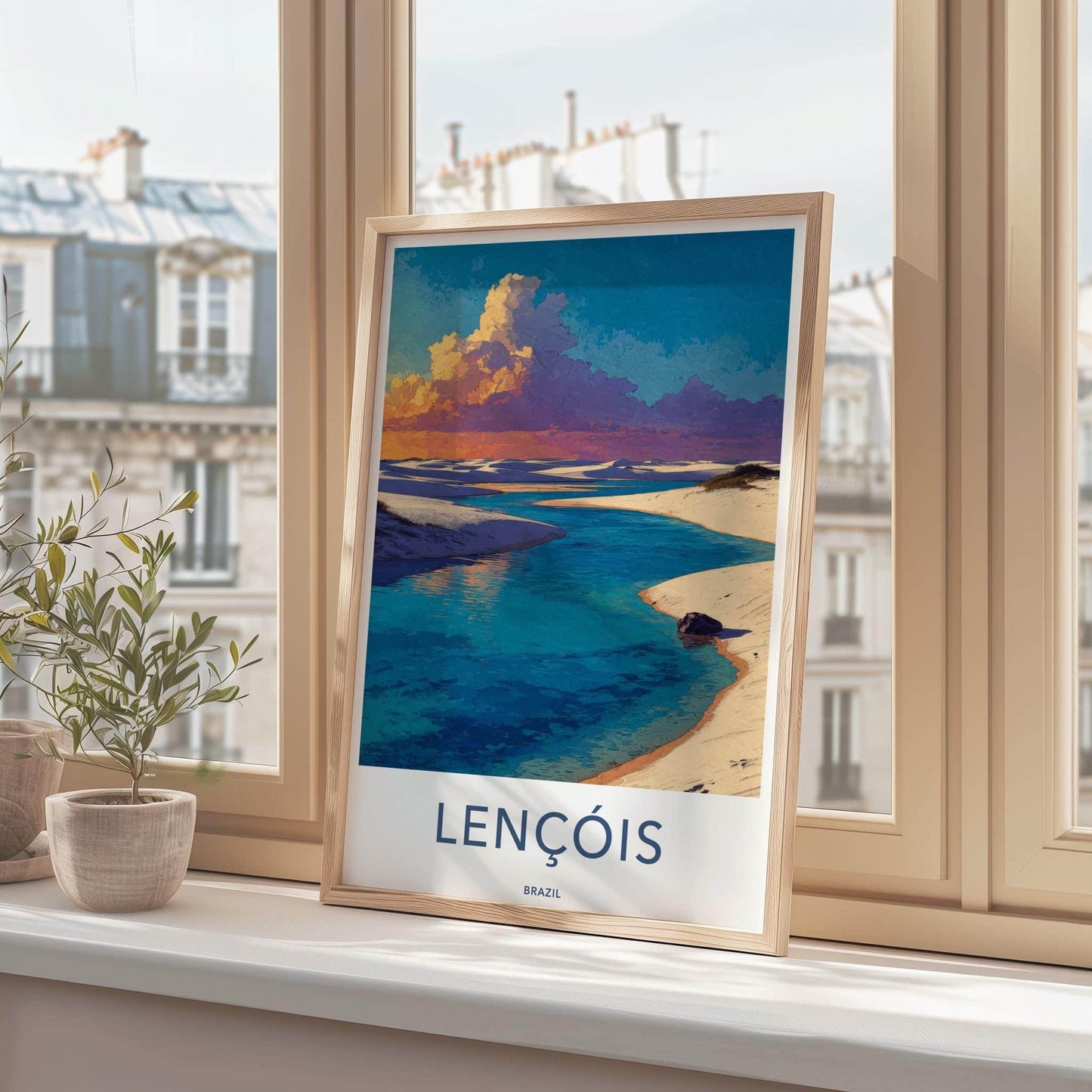 Lencois Poster - Brazil Travel Art - Sandy Lagoon Sunset Home Decor