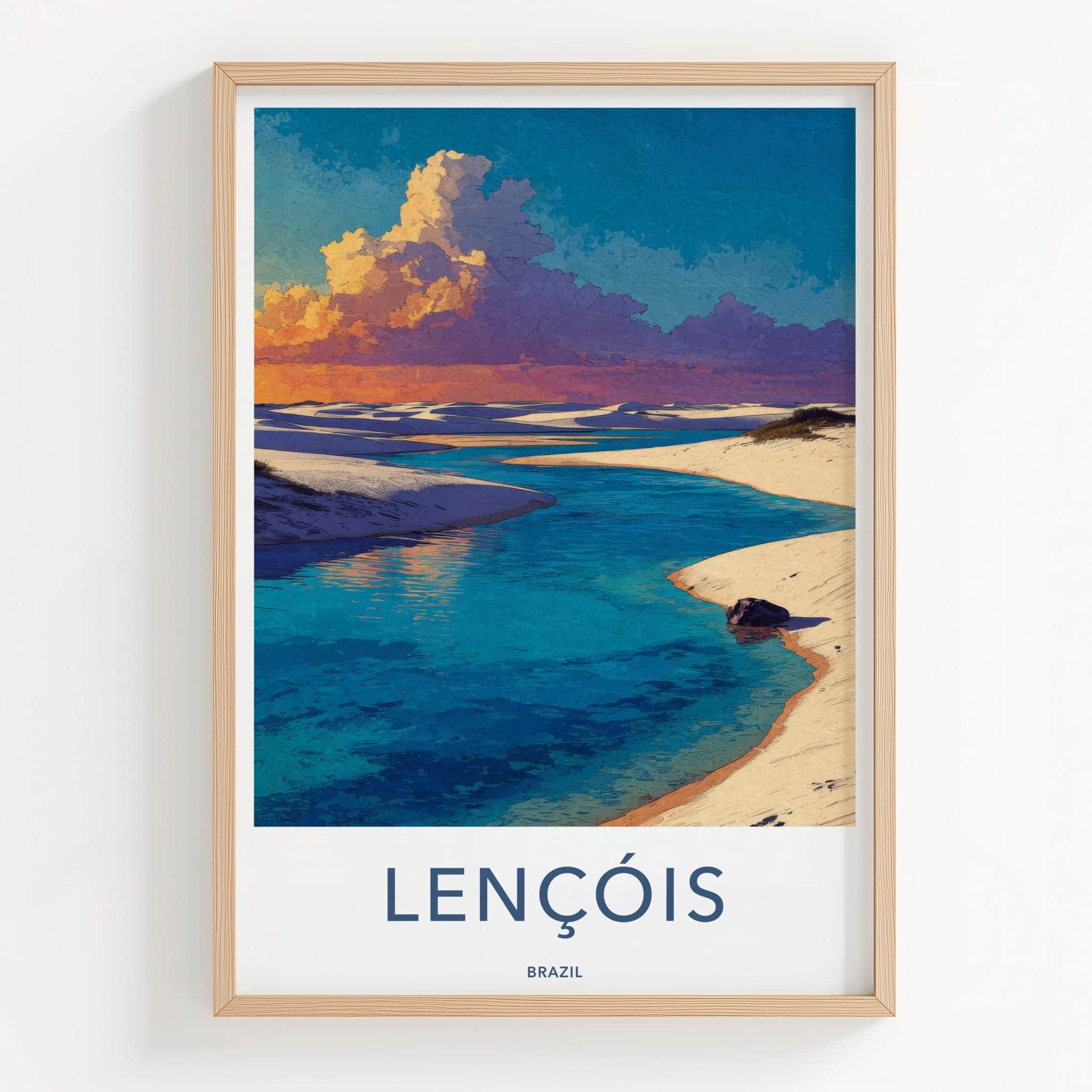 Lencois Poster - Brazil Travel Art - Sandy Lagoon Sunset Home Decor