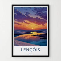 Lencois Poster - Brazil Travel Art - Sunset Desert Lagoon Home Decor