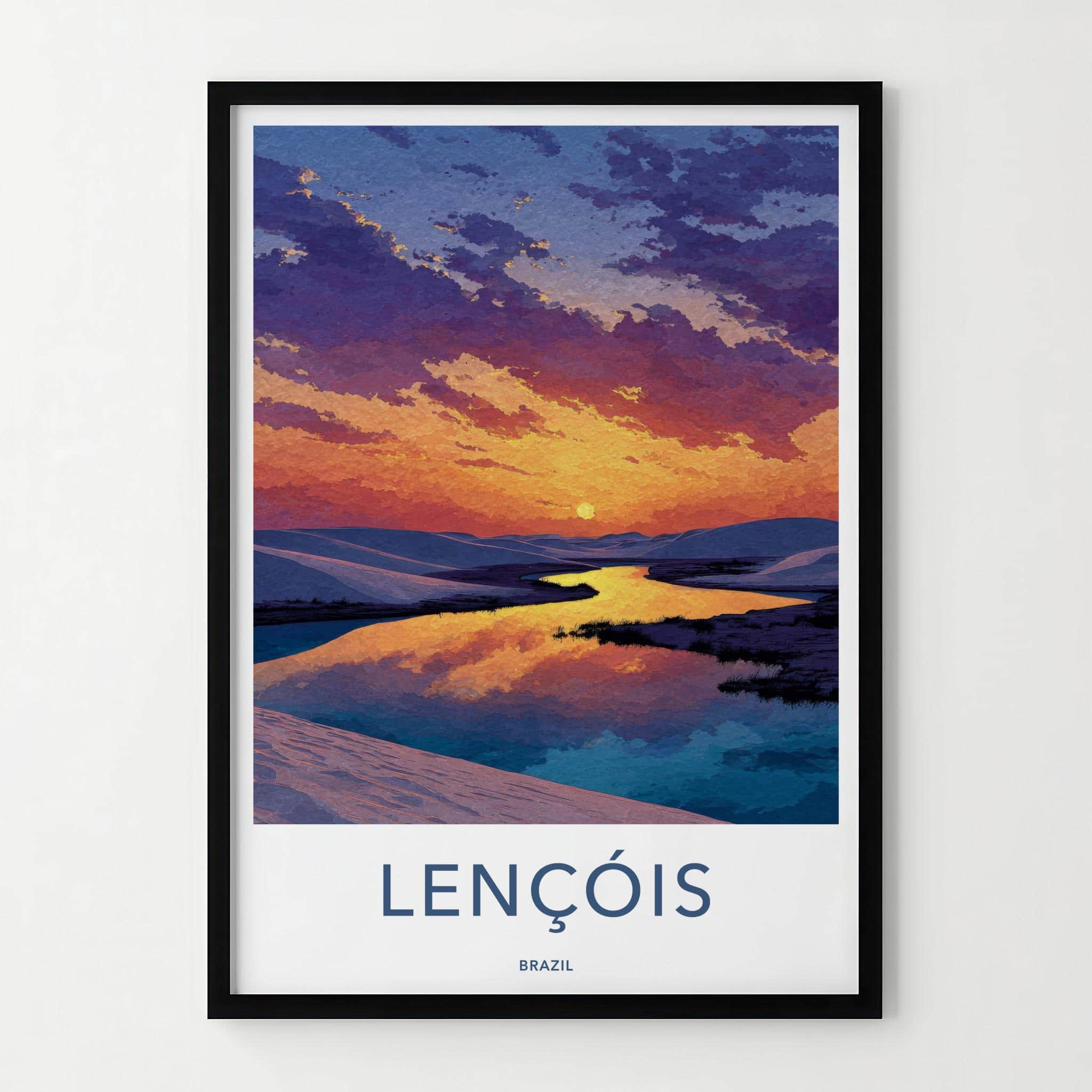Lencois Poster - Brazil Travel Art - Sunset Desert Lagoon Home Decor