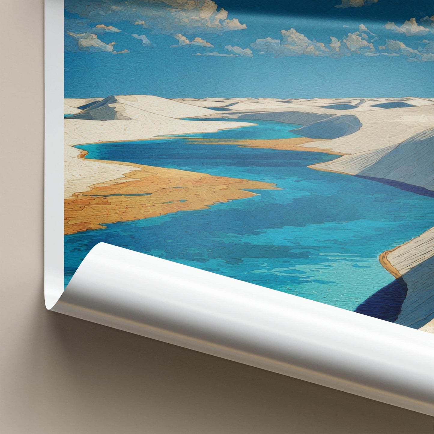 Lencois Poster - Brazil Travel Art - White Dunes Lagoons Home Decor