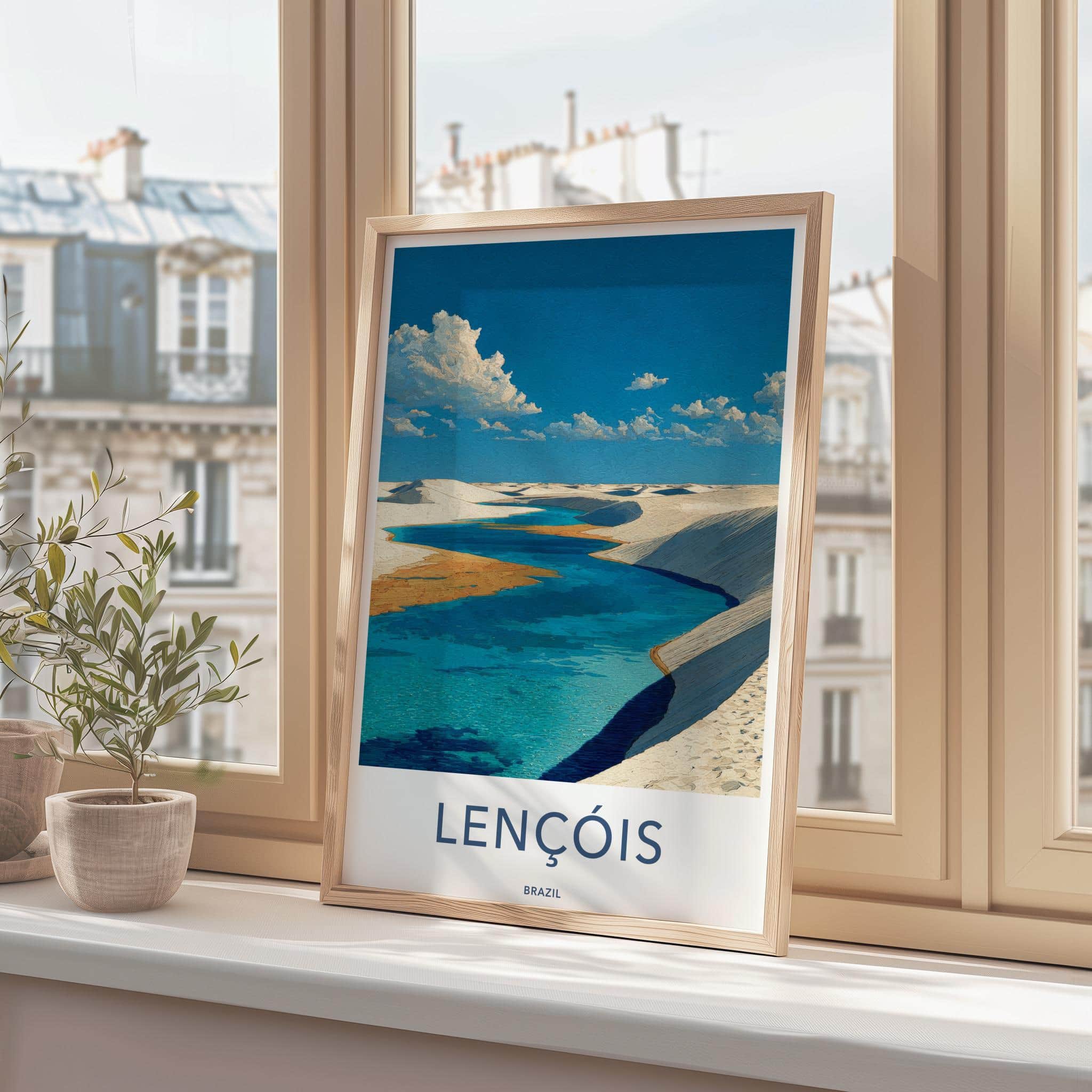 Lencois Poster - Brazil Travel Art - White Dunes Lagoons Home Decor