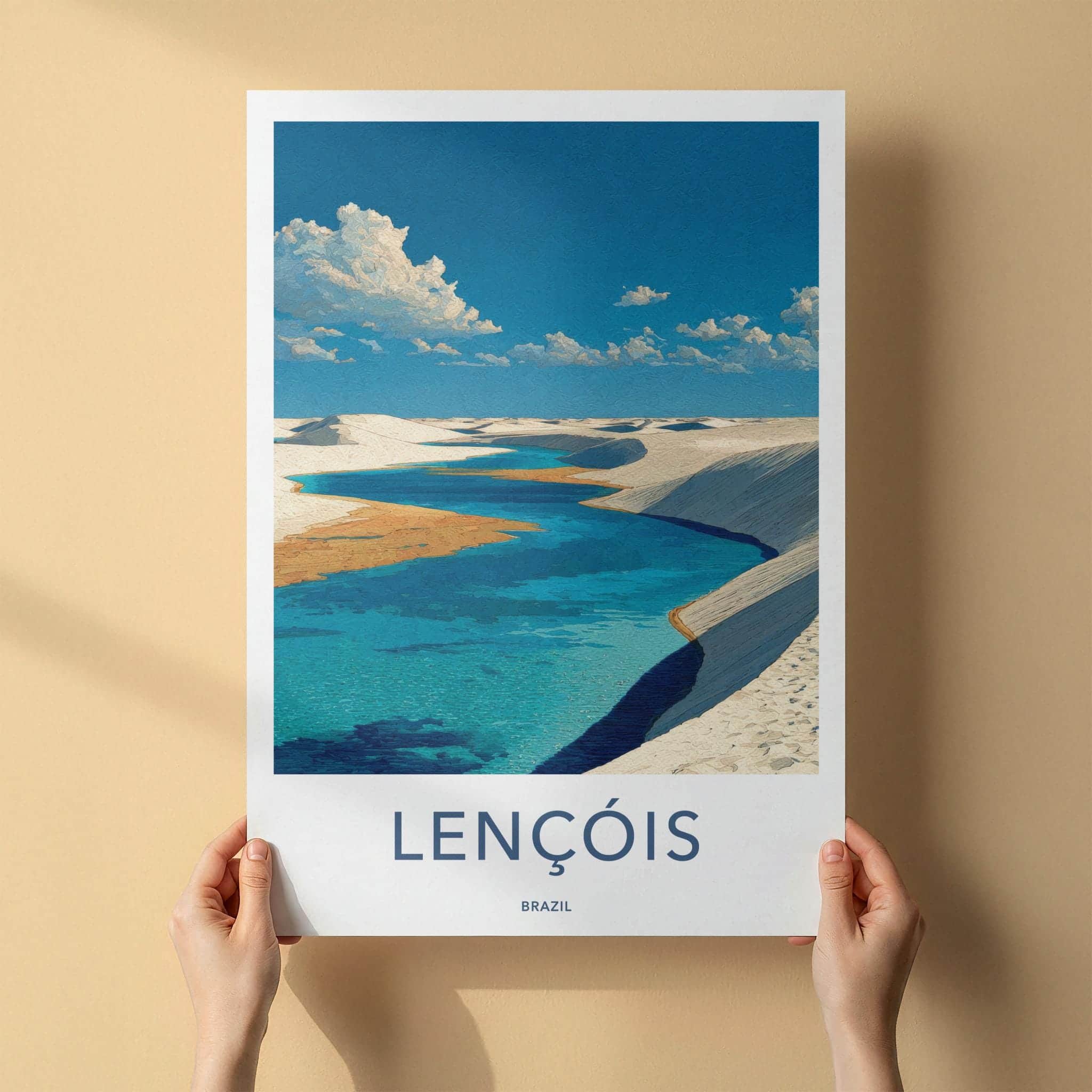 Lencois Poster - Brazil Travel Art - White Dunes Lagoons Home Decor
