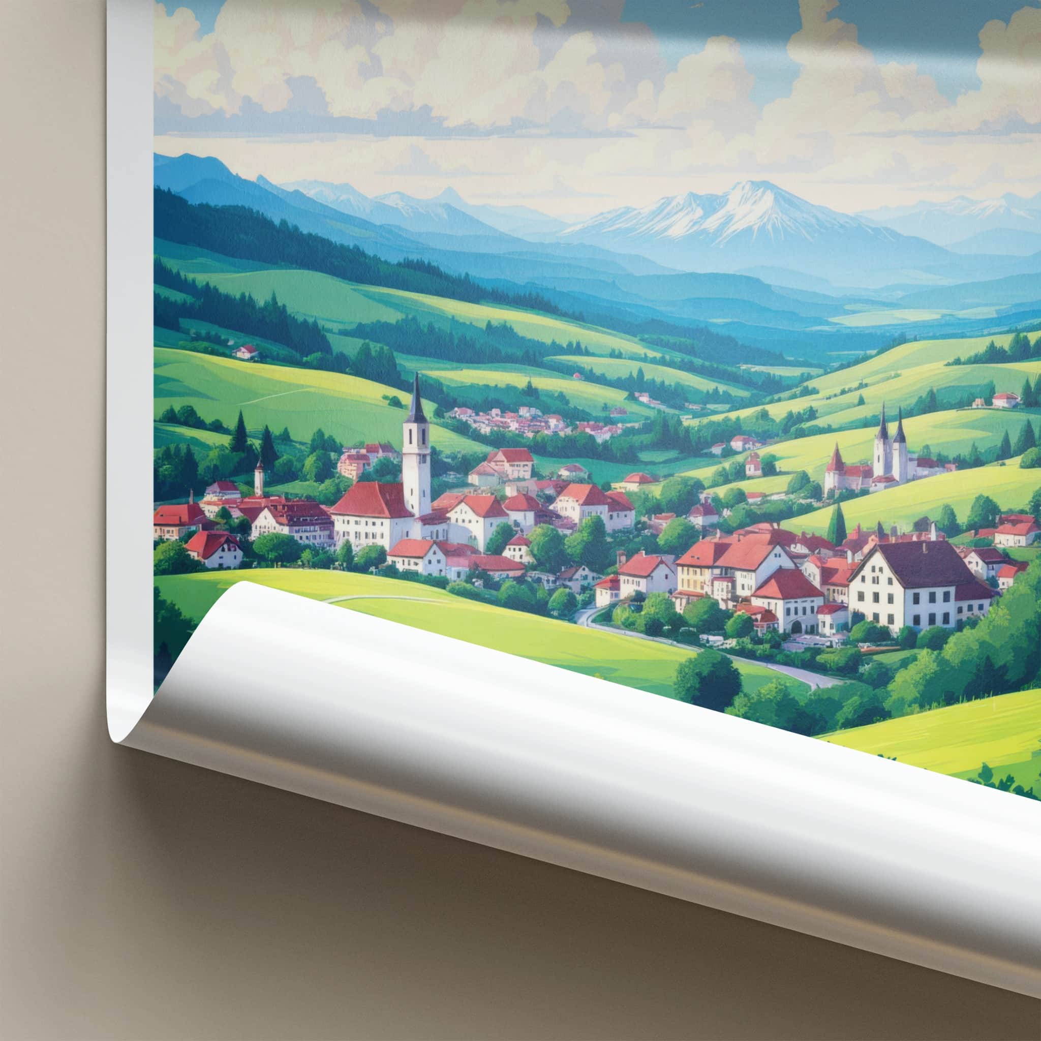 Lenggries Poster - Germany Travel Art - Alpine Village Scene Home Decor