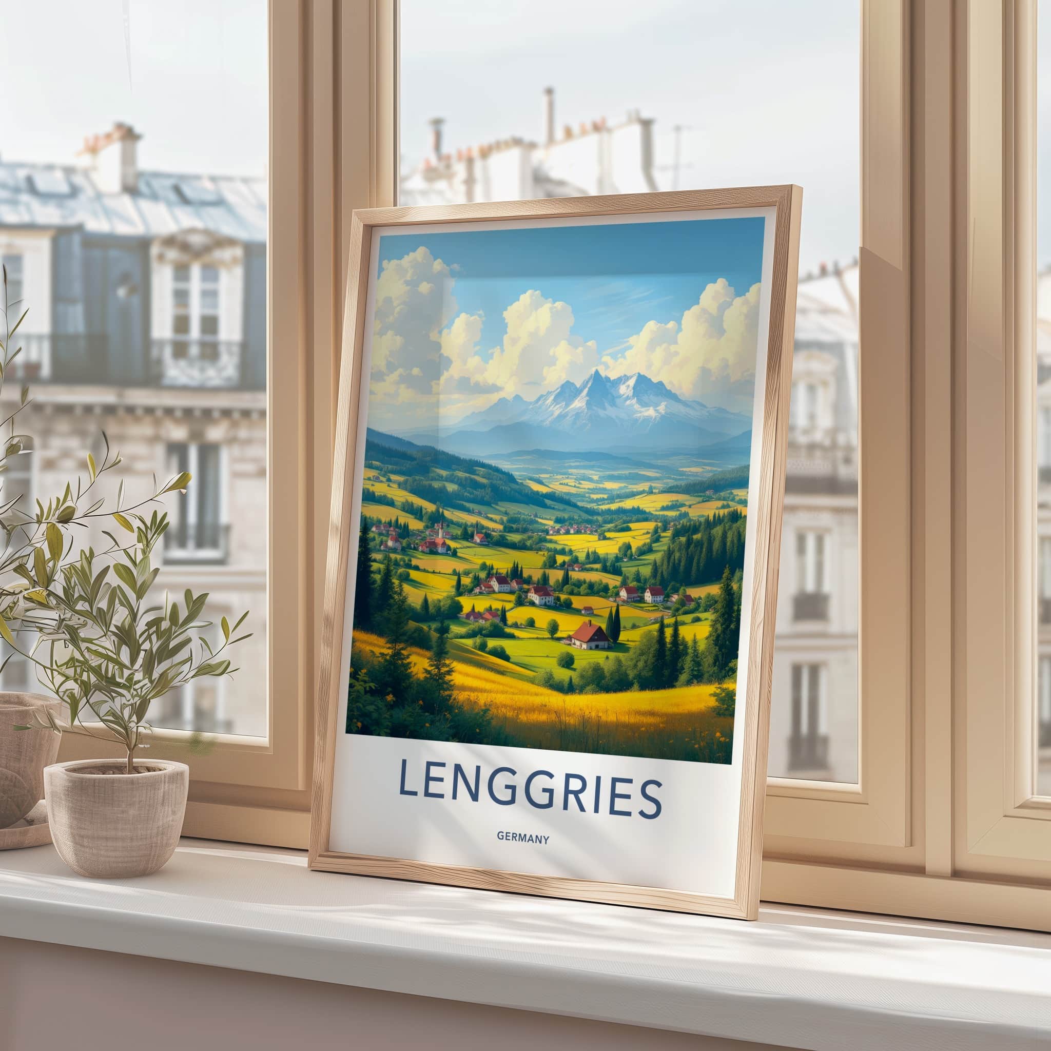 Lenggries Poster - Germany Travel Art - Golden Valley Mountains Home Decor