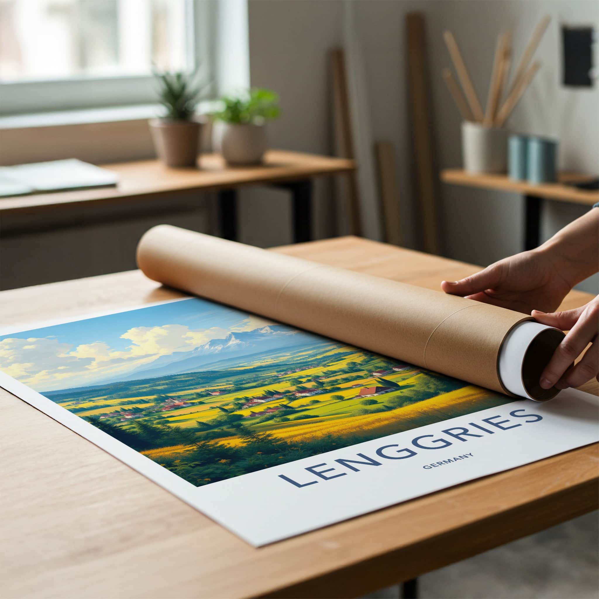 Lenggries Poster - Germany Travel Art - Golden Valley Mountains Home Decor