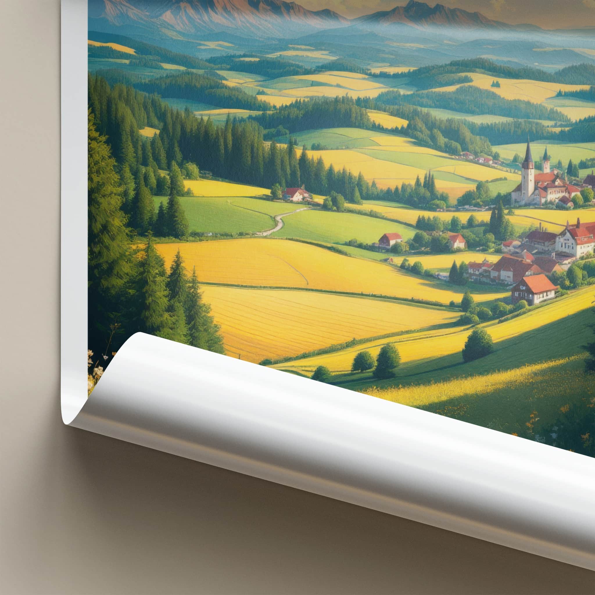 Lenggries Poster - Germany Travel Art - Sunny Village Valley Home Decor