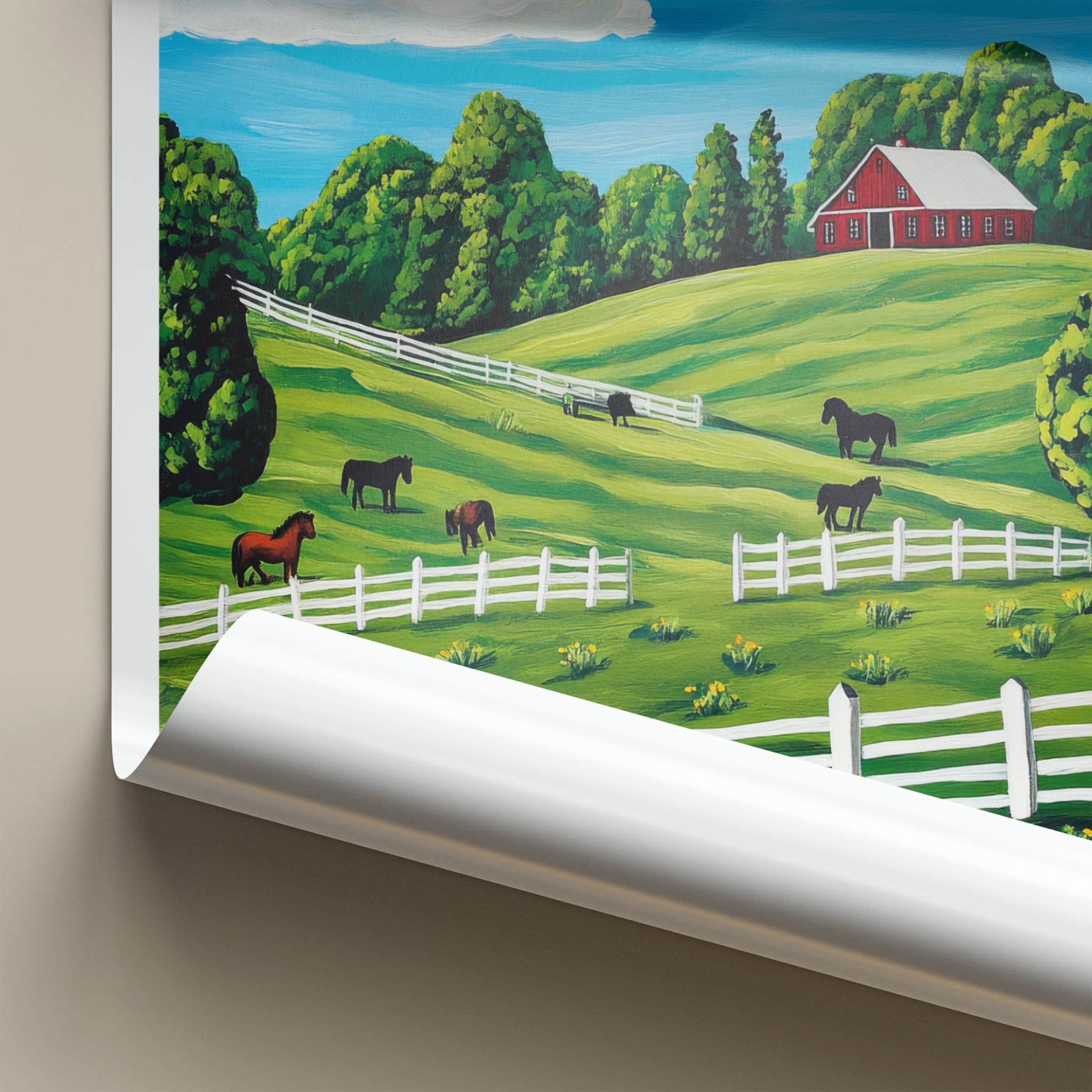 Lexington Poster - Kentucky Travel Art - Red Barn Horses Home Decor