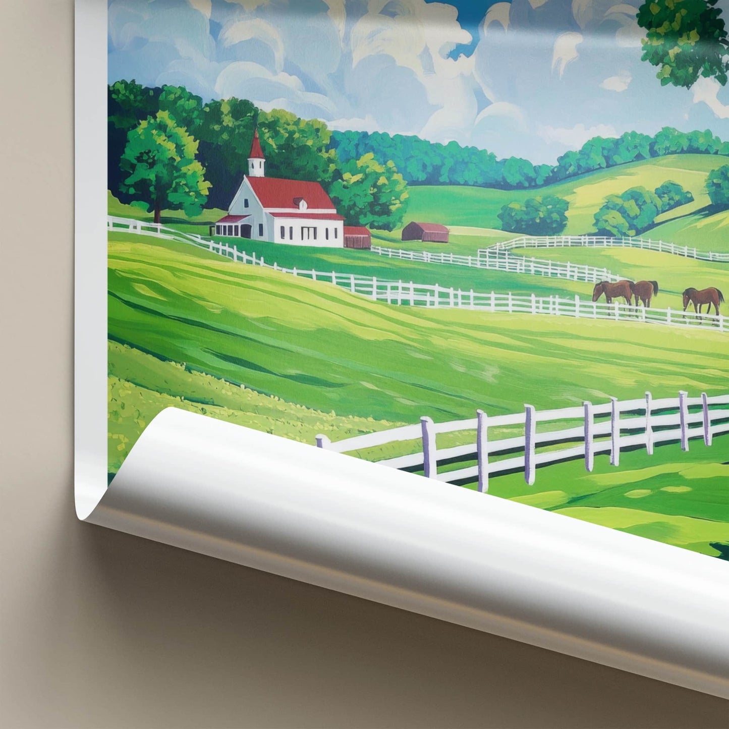 Lexington Poster - Kentucky Wall Art - Fenced Horse Pasture Home Decor
