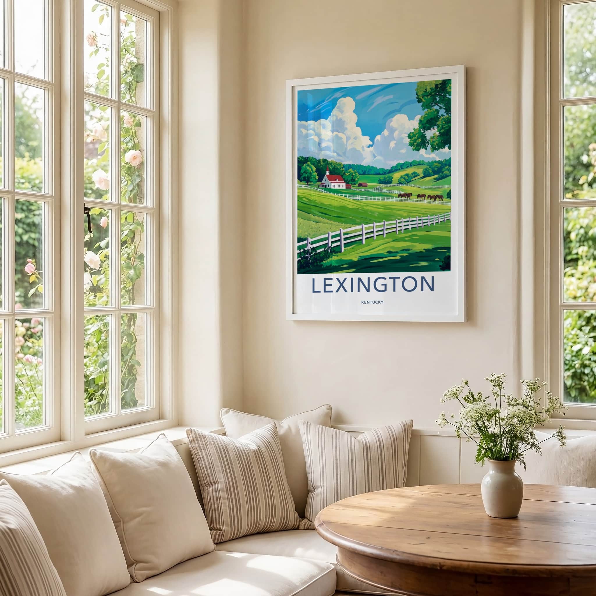 Lexington Poster - Kentucky Wall Art - Fenced Horse Pasture Home Decor