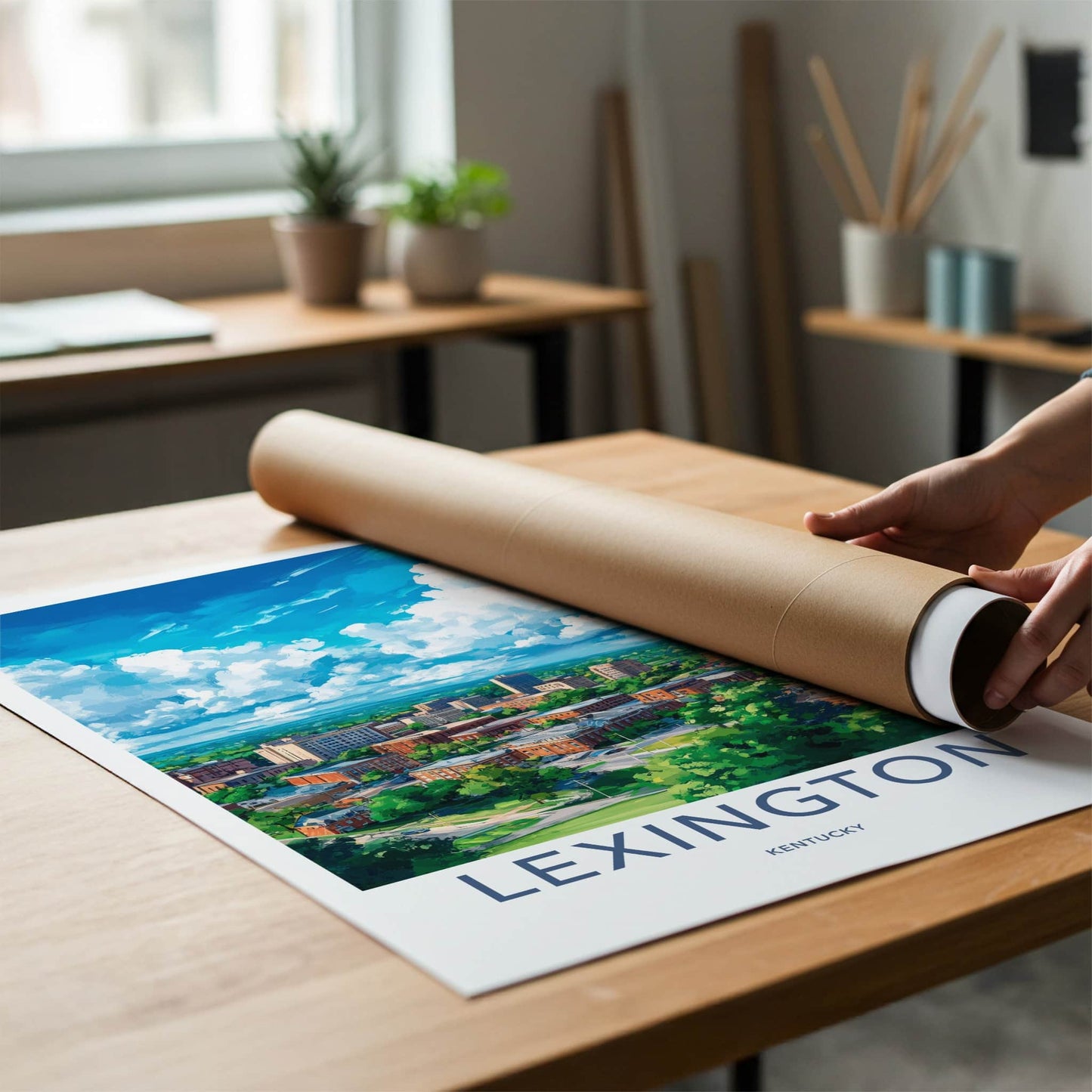 Lexington Poster - Kentucky Wall Art - Vibrant Cityscape Trees Home Decor