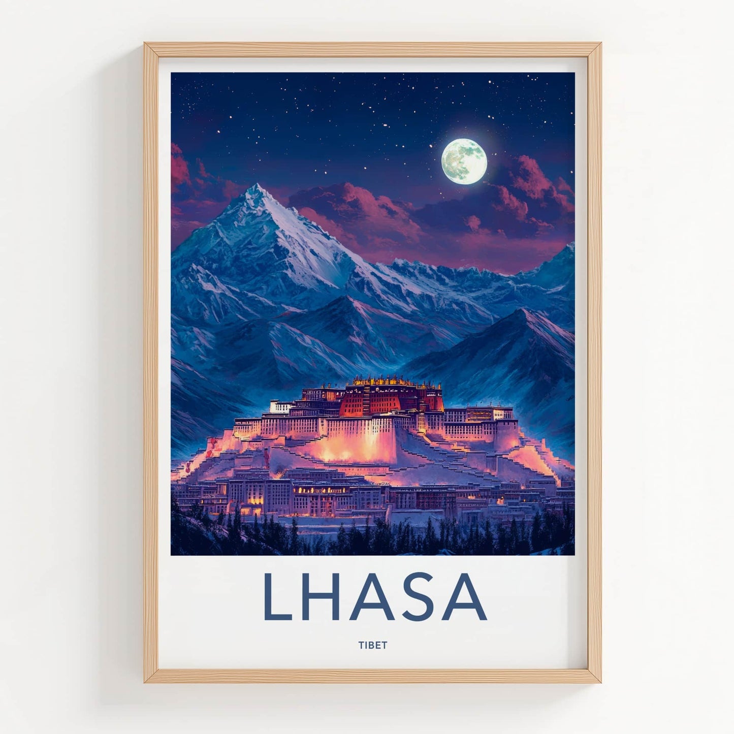 Lhasa Poster - China Framed Print - Potala Palace Night Framed Decor