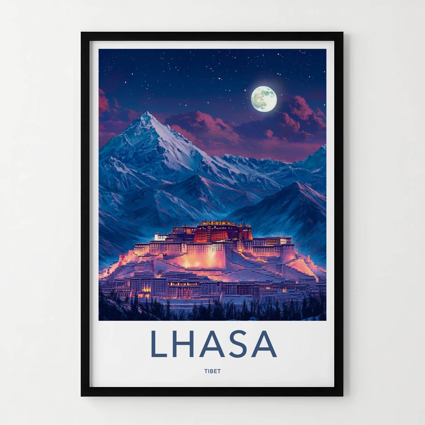 Lhasa Poster - China Framed Print - Potala Palace Night Framed Decor