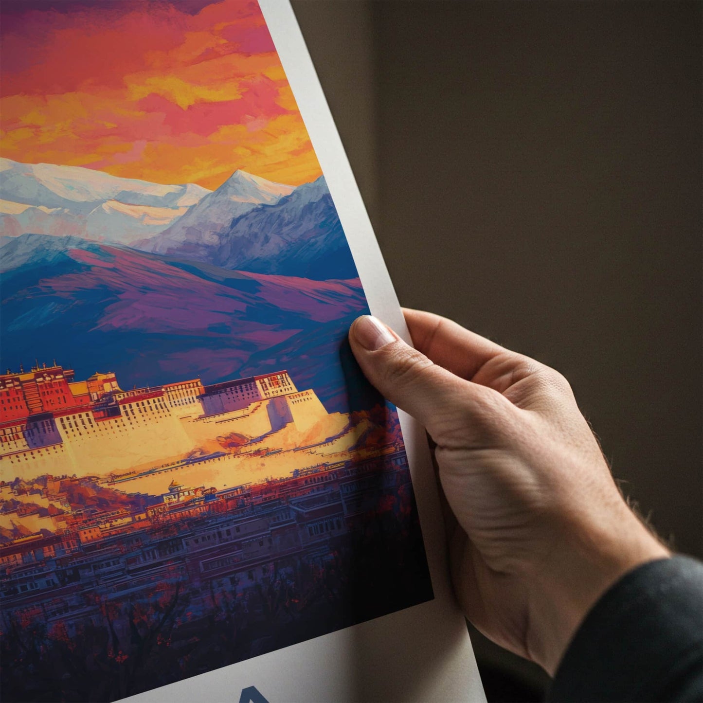Lhasa Poster - Tibet Framed Art - Vibrant Palace Mountains Framed Decor