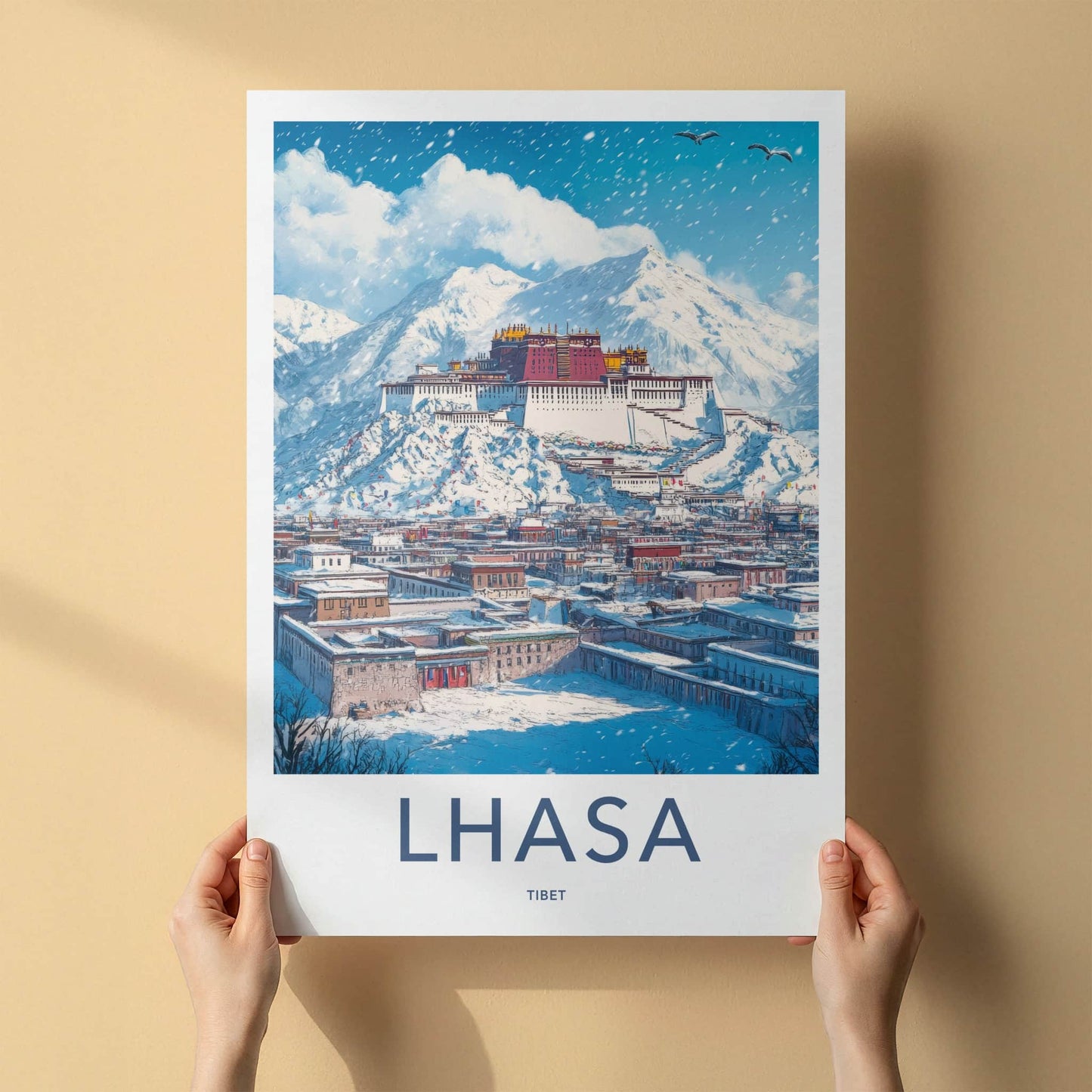 Lhasa Poster - Tibet Framed Print - Snowy Potala Palace Framed Decor