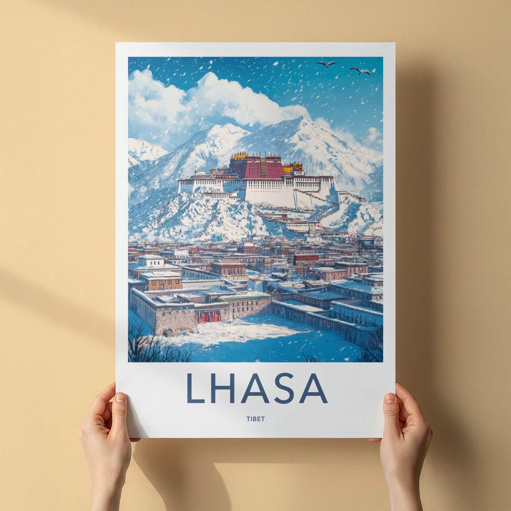 Lhasa Poster - Tibet Framed Print - Snowy Potala Palace Framed Decor