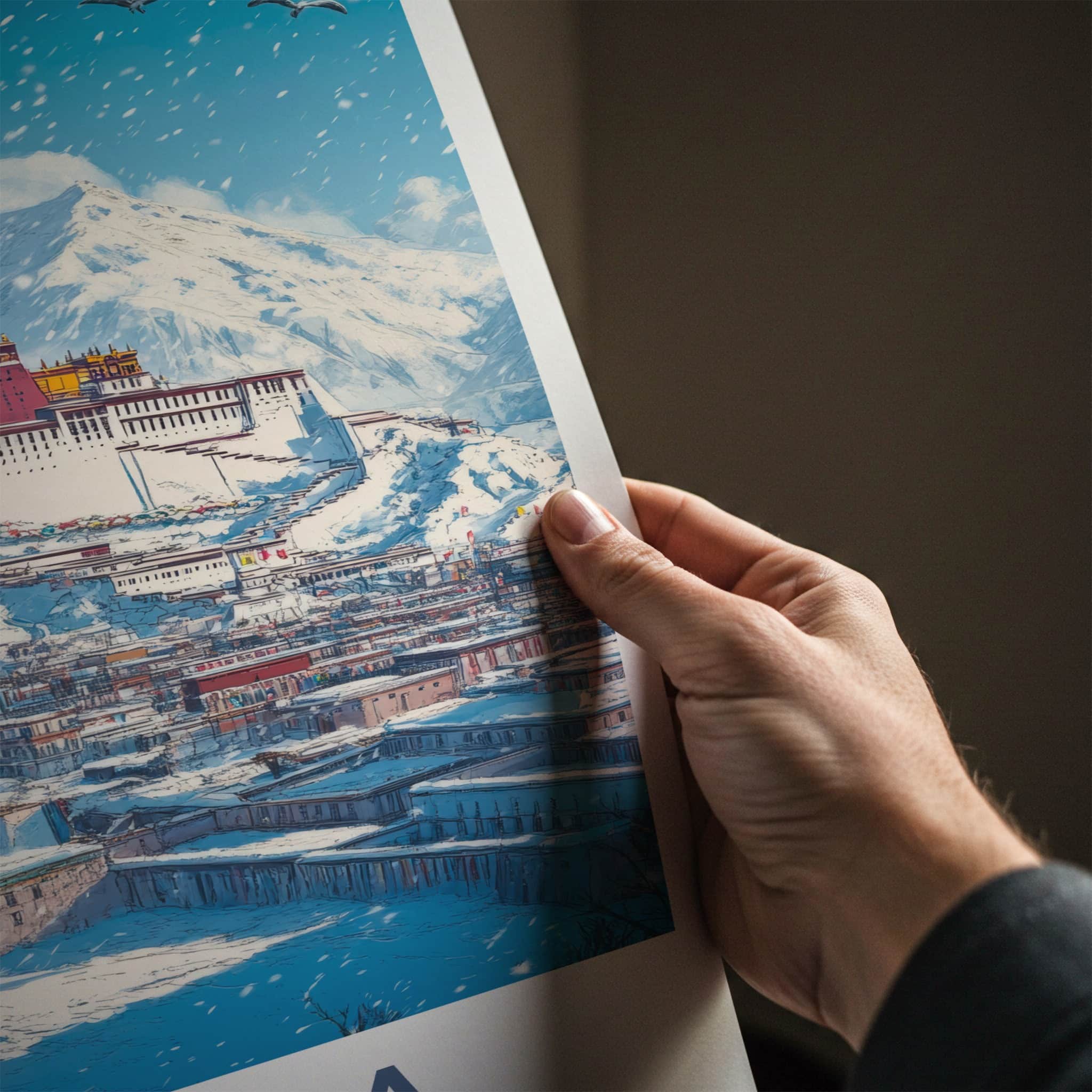 Lhasa Poster - Tibet Framed Print - Snowy Potala Palace Framed Decor