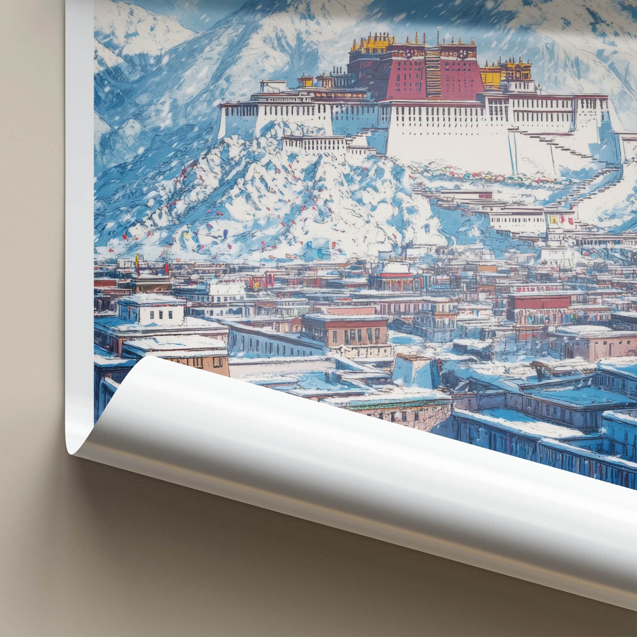 Lhasa Poster - Tibet Framed Print - Snowy Potala Palace Framed Decor
