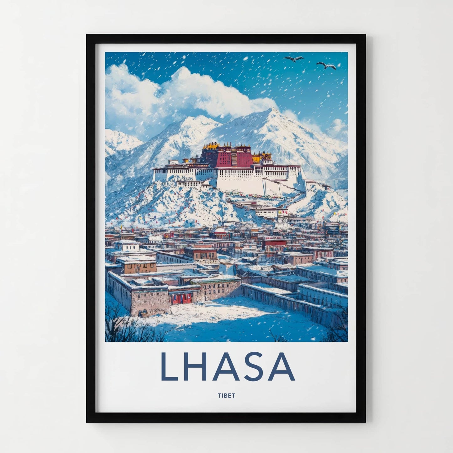 Lhasa Poster - Tibet Framed Print - Snowy Potala Palace Framed Decor