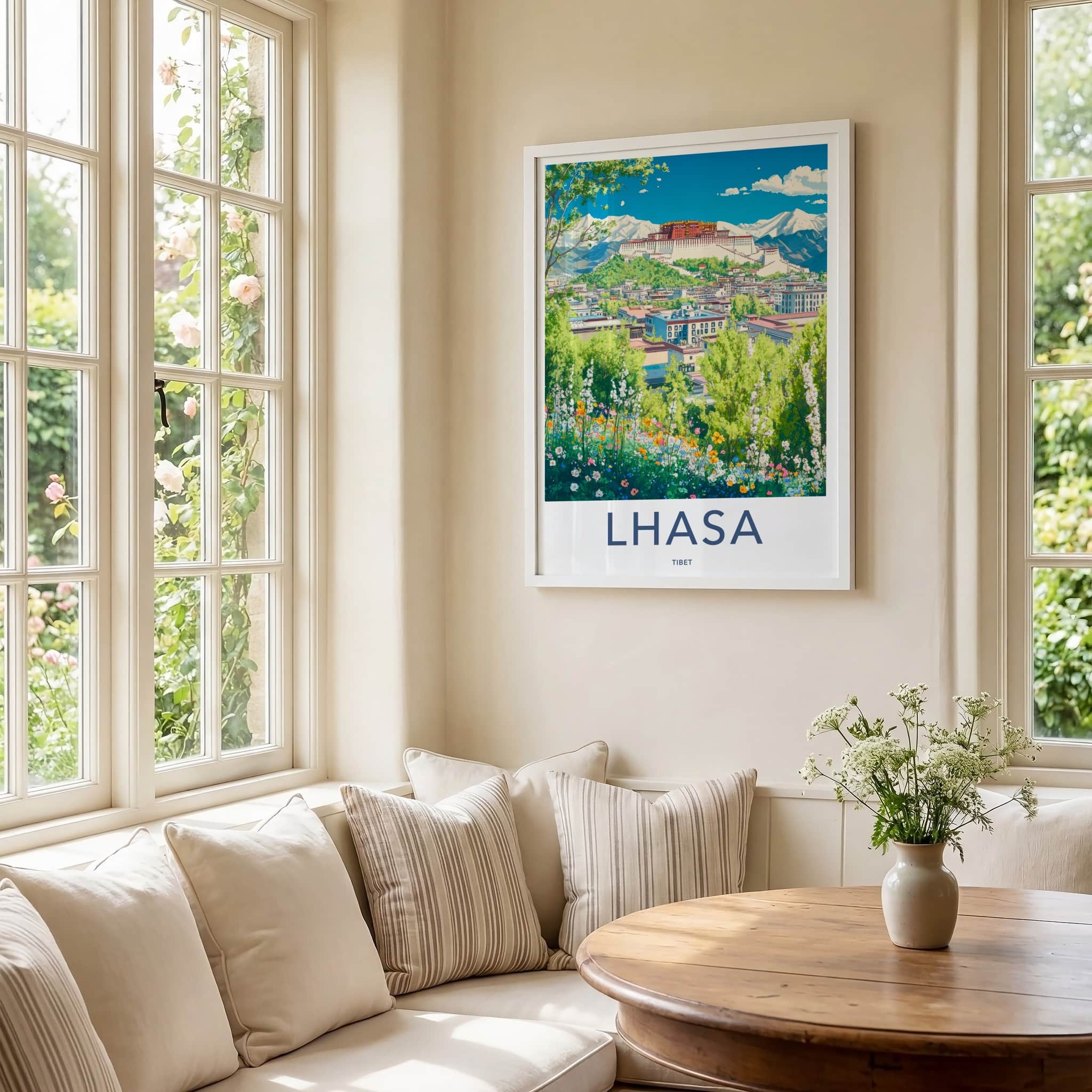 Lhasa Poster - Tibet Framed Print - Spring Floral Palace Lounge Decor